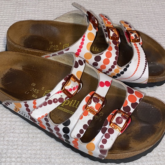 Papillio Birkenstock Florida Slide Sandals White Dot Women’s 7 - Picture 2 of 8